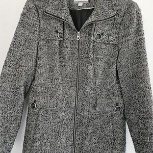 Women's Black and Gray Tweed Jacket